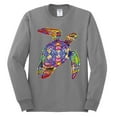 thumbnail image 2 of Neon Rainbow Horse Animal Lover Mens Long Sleeve Shirt, Heather Grey, 3XL, 2 of 3