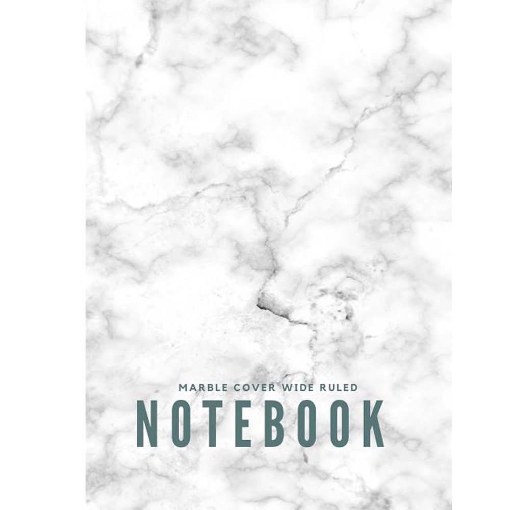 Marble Cover Wide Ruled Notebook White and Grey Marble Perfect Bound