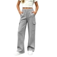 thumbnail image 2 of Plebaso Girls Boys Baggy Sweatpants Elastic Waist Joggers Wide Leg Open Bottom Athletic Cargo Pants for Kids, 2 of 7