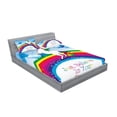 thumbnail image 2 of Ambesonne Fantasy Fitted Sheet & Pillow Sham Set, Unicorn Rainbow Fantasy, Full, Multicolor, 2 of 2