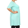 thumbnail image 3 of Women's Plus Size Solid 3/4 Sleeve Relax Fit Jersey Knit Tunic Top Dress, 3 of 5