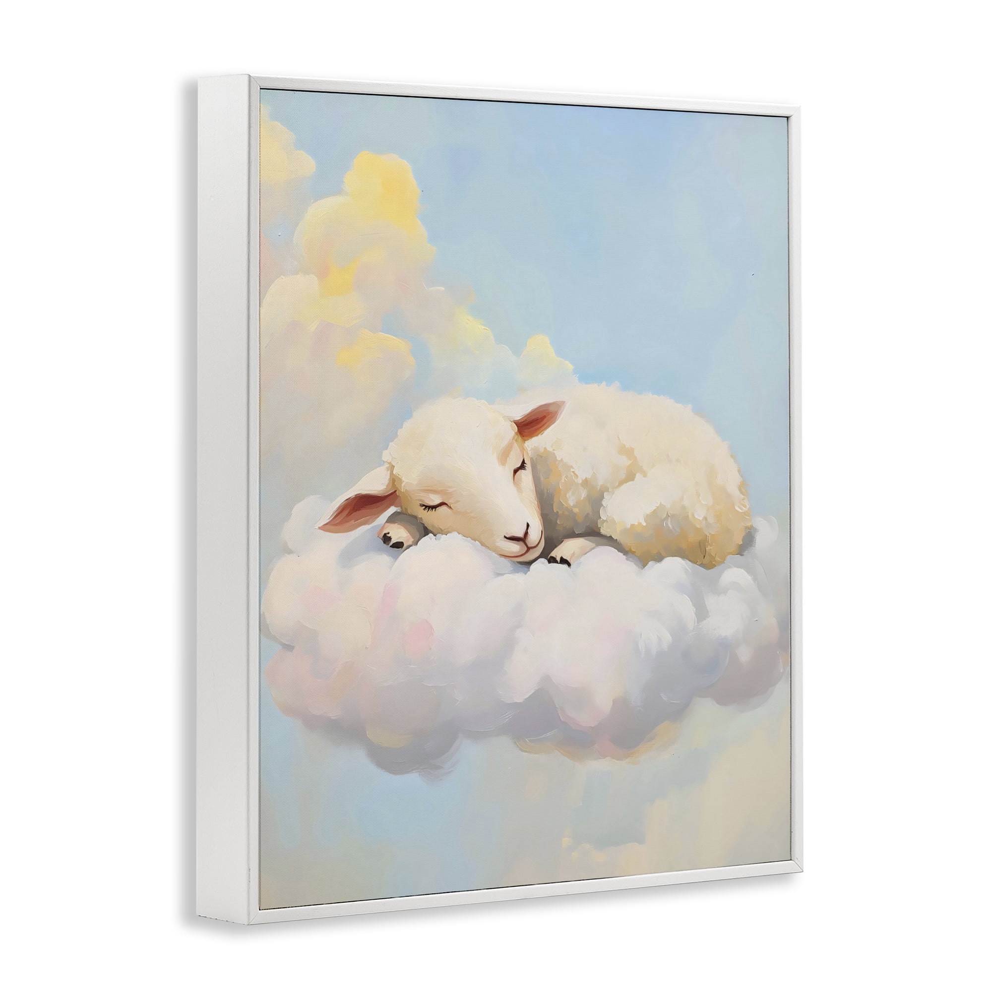 Stupell Industries Sleeping Sheep on a Cloud White Framed Giclee Art, design by The Prints Vibe