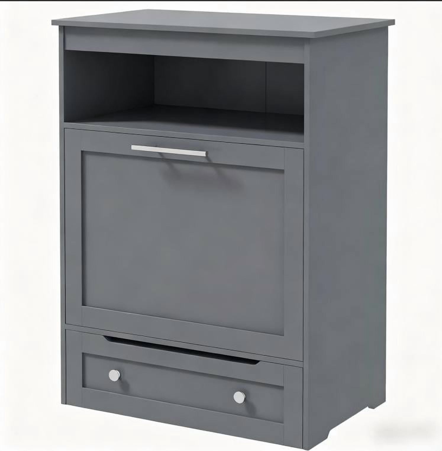 Pet Feeder Station Storage Cabinet with Dog Raised Bowls, Gray