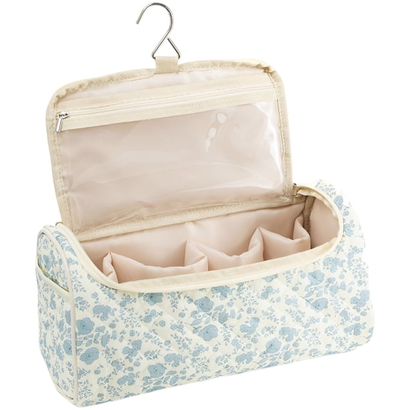 Quilted Hair Tool Travel Bag, Portable Organizer Case, Hair Curler Accessories Storage with Hanging Hook, Floral Blow Dryer Pouch for Bathroom Professional Styling and Travel