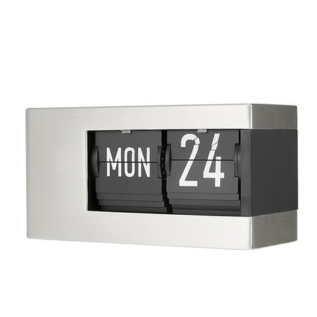 ITIGOITIE Modern Flip Clock,Desktop decoration,Fashion calendar page turning clock,Silver