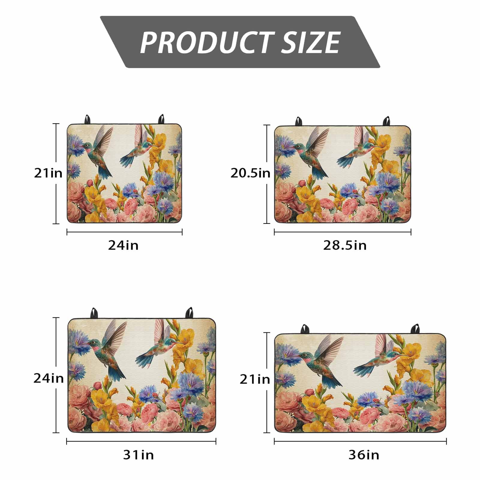 Vintage Hummingbirds Stove Top Cover for Electric Stove, Heat-proof & Non Slip Glass Top Stove Cover Protector, Spring Farmhouse Country Flowers Kitchen Flat Cooktop Rubber Mat 24x21 Inches