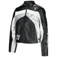 thumbnail image 2 of Women's The Wild Collective  Black Las Vegas Raiders Faux Leather Full-Zip Racing Jacket, 2 of 4