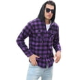 thumbnail image 4 of Chaqueta tipo camisa de franela con capucha para hombre Cromoncent Purple Black, 4 of 7
