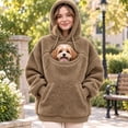 thumbnail image 4 of Women's Pet Dog Pouch Hoodie, Oversized Dog Carrier Sweatshirt with Large Pocket, Long Sleeve Dog Hoodie & Cozy Winter Clothes, 4 of 4