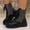 Black, variant on Women's Retro Round-Toe Lace-Up Thick-Soled Fashion Ankle Boots Silver