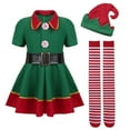 thumbnail image 5 of Disfraz familiar de elfo navideño, disfraz de Papá Noel verde para fiesta, ropa elegante para hombres, mujeres, niñas, niños, madres y niños, 5 of 5