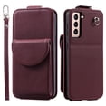 thumbnail image 2 of Feishell Crossbody Wallet Case for Samsung Galaxy S21 Plus,Durable PU Leather Vertical Flip Kickstand Magnetic Button Credit Card Slots Handbag Phone Case with Wrist & Shoulder Strap,Winered, 2 of 13