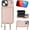 Rose Gold, variant on Crossbody Wallet Case for iPhone 15, RFID Blocking Leather Purse Case with Card Holder, Protective Handbag Flip Cover with Zipper Wrist Strap Lanyard for Women 5G 6.1 Inch (Black)