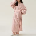 thumbnail image 2 of Fesfesfes Unisex Fleece Thickened Plush Robe Long Bathrobe Couples Winter Sleepwear Cozy Loungewear Soft Warm Housecoat for Home Relaxation Spa Wear(Pink,2XL), 2 of 3