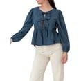 thumbnail image 1 of SUNSIOM Femmes Blouses d'Automne Manches Longues à Carreaux Imprimés Lâches Chemises de Poupée, 1 of 6