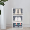 thumbnail image 3 of Miumaeov 3Pcs Stackable Shoe Box Push Pull Drawer Shoes Storage Case Organizer Container Clear Cover Gray, 3 of 20