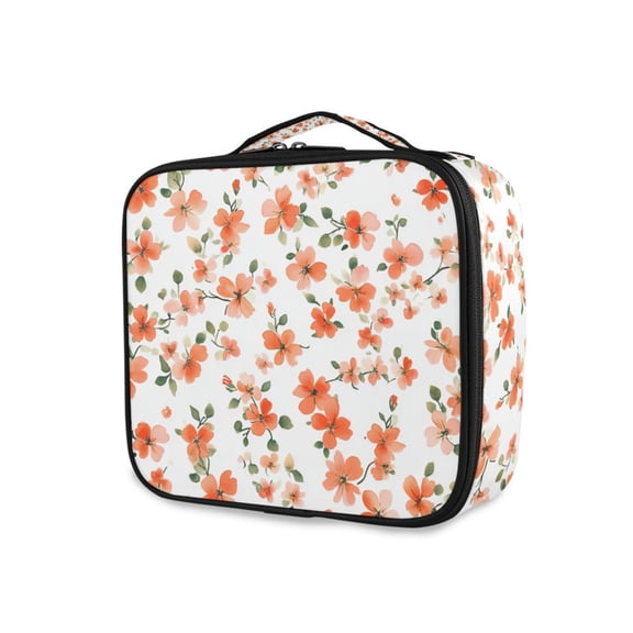 FORMRS Travel Makeup Bag Large Capacity Train Case Cosmetic Organizer with Adjustable Dividers, Small Floral Blooms