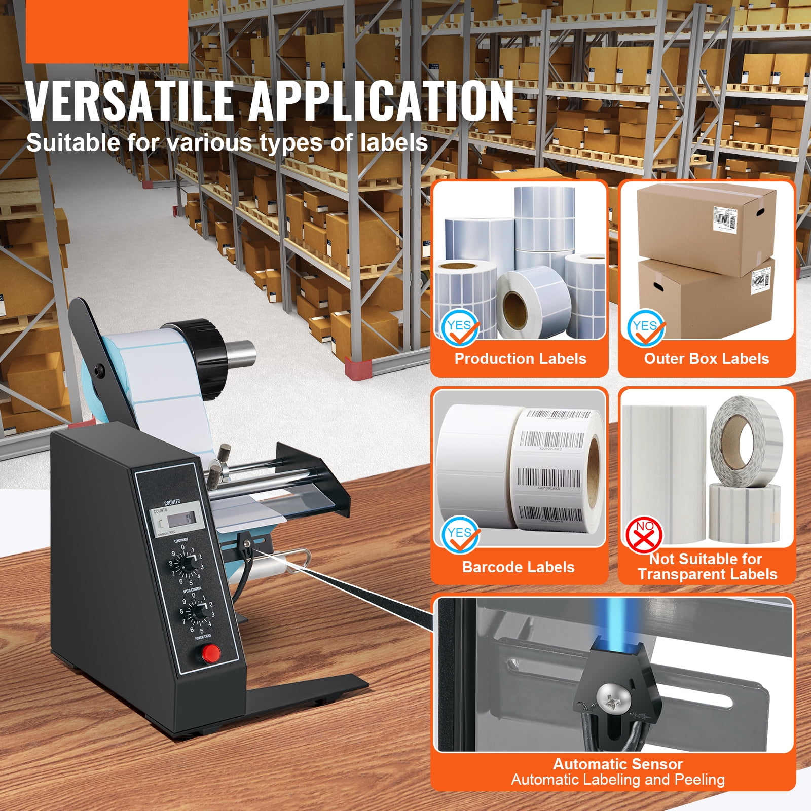 KFFKFF 0.6"-4.9" W Automatic Label Dispenser Stripper Sticker Separating Machine