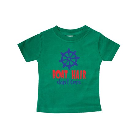 

Inktastic Boat Hair Don t Care Steering Wheel - Red Blue Gift Baby Boy or Baby Girl T-Shirt