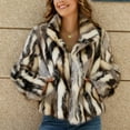 thumbnail image 4 of Atogsazn Womens Faux Fur Jacket Loose Fuzzy Long Sleeve Cardigan Thick Warm Coat Winter Outerwear Clothes Brown XXXL Fashion, 4 of 9