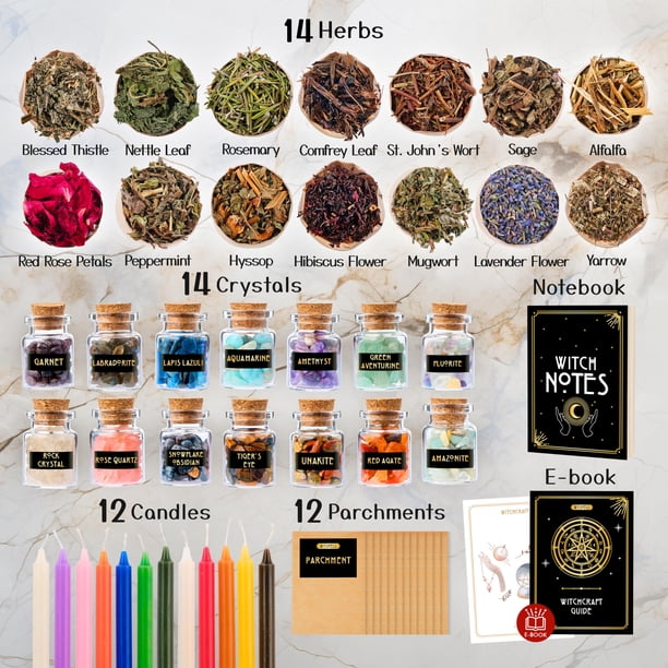Witchcraft Supplies Kit for Witch Altar 54PCS - Spell Candles for