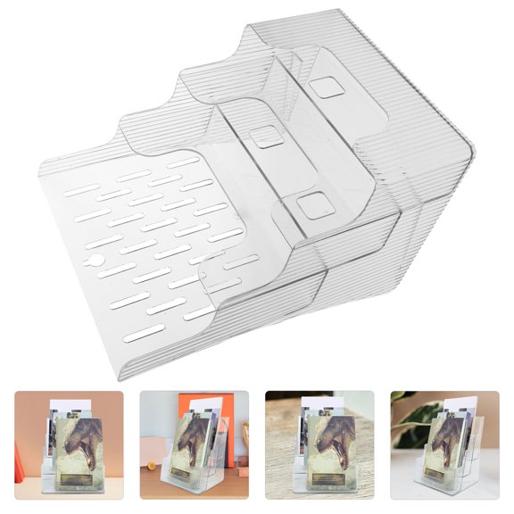 FOMIYES Multiple Tier File Holder Document Organizer Desktop Magazine Display Stand Clear Book Holder