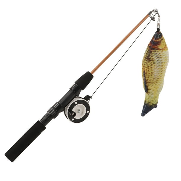 Cat Retractable Fishing Pole, Retractable Cat Teaser Wand Funny For Cats  Carp + Fishing Rod,Salmon + Fishing Rod