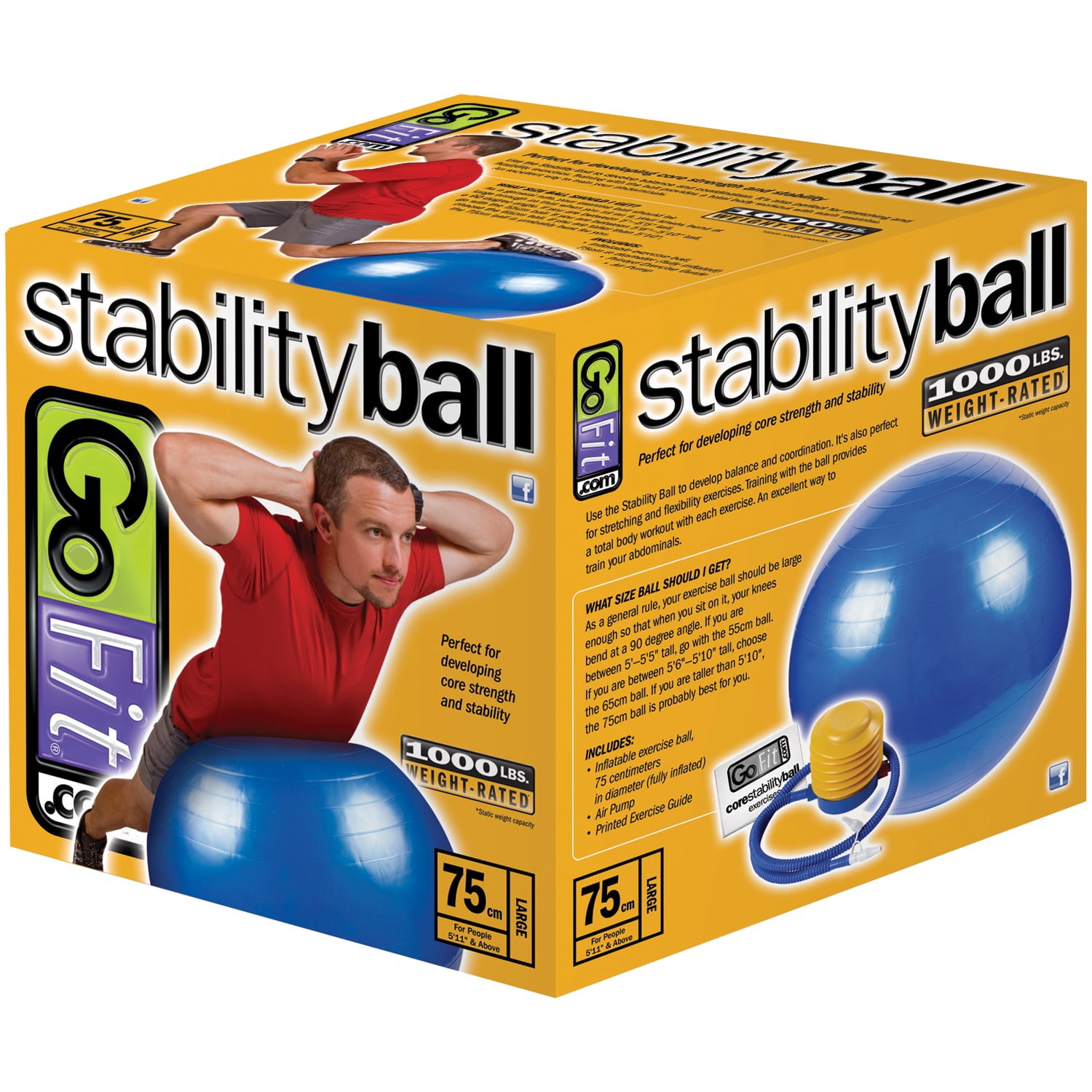 GoFit GF-EPGYM ProGym Extreme & GF-75BALL Exercise Ball with Pump (75cm; Blue)
