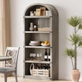 thumbnail image 4 of QinaQin Librero farmhouse arqueado de 71.65 pulgadas, gabinete de madera de 5 niveles para almacenamiento y exhibición, ideal para sala u oficina en casa, 4 of 8