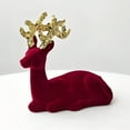 thumbnail image 6 of Christmas Decorative Elk Desktop Ornaments - Christmas Reindeer Decoration, Red Velvet Standing Deer Statues Small Elk Centerpiece for Xmas Holiday Party Dinner Tabletop Decorations, 6 of 8