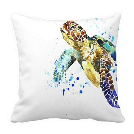 42 Inch Throw Pillow PHFZK Cute Animal Pillow Case, Watercolor Sea Turtle Pillowcase Throw Pillow Cushion Cover Two Sides Size 18x18 inches ()