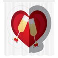 thumbnail image 3 of Engagement Party Shower Curtain, Toasting Champagne Flute Glasses and Rose Buds on Dashed Heart Icon, Fabric Bathroom Set with Hooks, 69W X 75L Inches Long, Vermilion Mustard, by Ambesonne, 3 of 3