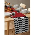 thumbnail image 3 of Black White Chevron Burlap Cotton Table Runner 13x36 Inches Short, Geometric Red Sea Wavy Striped Farmhouse Table Runners, Outdoor Dining Tablecloths Decor for Baby Shower/Party/Wedding, 3 of 6