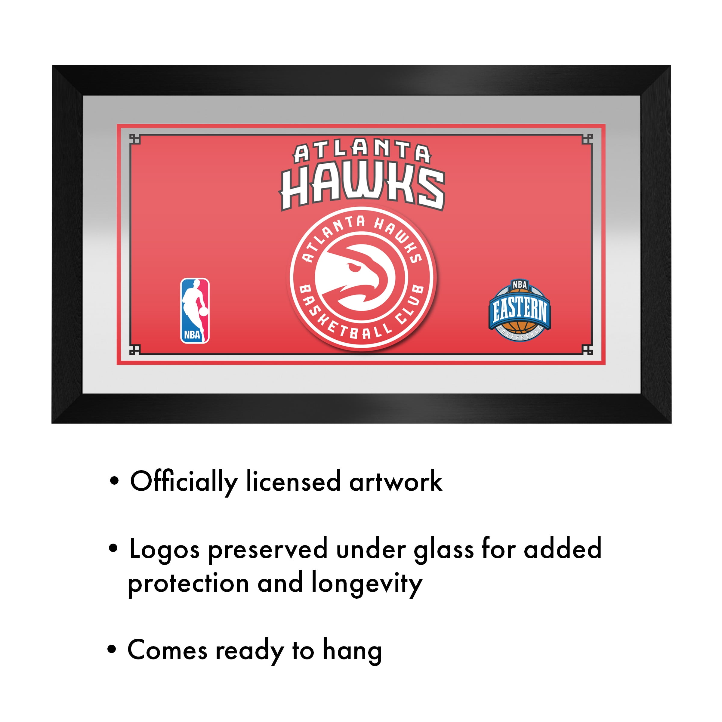Atlanta Hawks Logo Ready-To-Hang Black Framed Wall Mirror