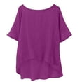 thumbnail image 2 of WCJM Women Casual Short Sleeve Button Plus Size Cotton Blouse Tops T Shirt Women's Short Sleeve T-Shirt Women's Summer Short Sleeved Solid Color Casual Loose Cloud Cotton Comfortable Top, 2 of 7