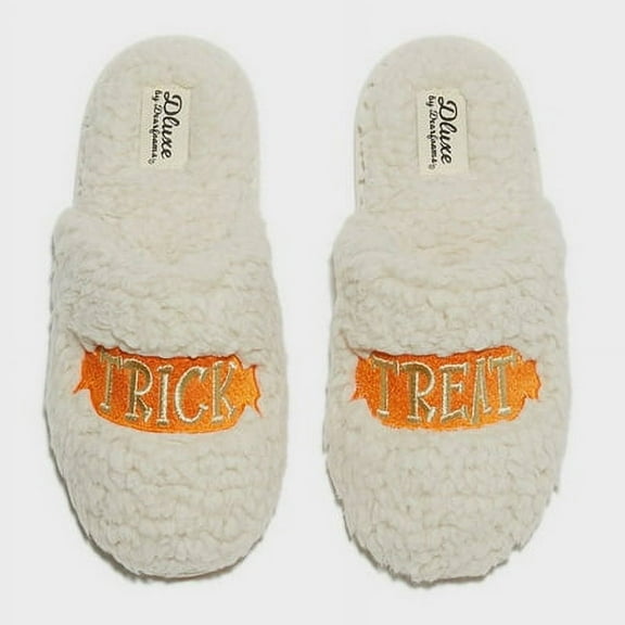 dluxe by dearfoams Women's Halloween Trick or Treat Slippers - Cream S