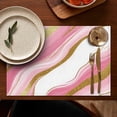 thumbnail image 4 of Pink Gold Marble Pattern Summer Placemats Table Placemats Set Of 6-Linen Kitchen Washable Placemats Table Mats 11.8"x17.7" Non-Slip Heat Resistant, 4 of 5