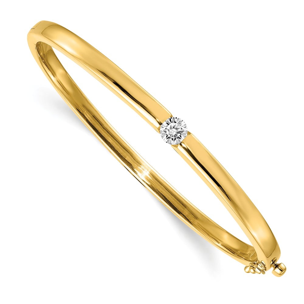 Solid 14k Yellow Gold VS Diamond Bangle Cuff Bracelet (.5 cttw