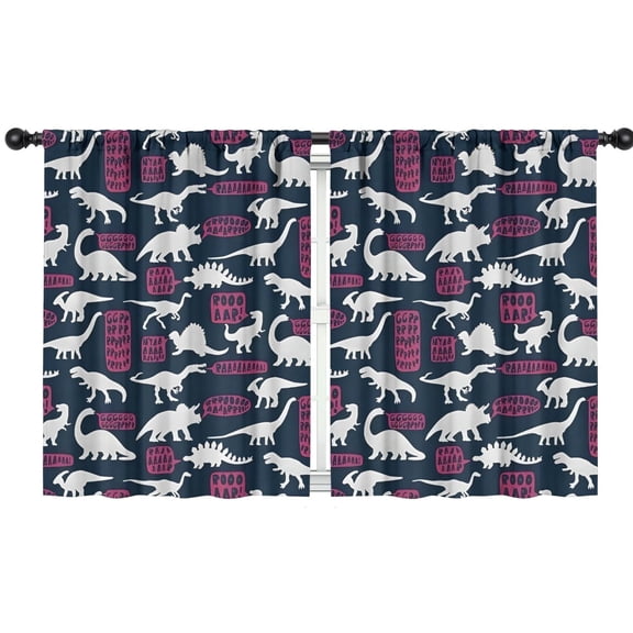 Blackout Kids Curtains,DarkBlue Cartoon Dinosaurs SpeechBubbles Pattern Childrens Insulated Curtains Set Of 2,Bedroom Essentials,Toddler Room Decor 42"x54"