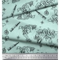 thumbnail image 2 of Soimoi Green Cotton Duck Fabric Pirate Ship & Telescope Map Fabric Prints By Yard 42 Inch Wide, 2 of 3