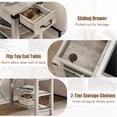 thumbnail image 4 of Bingirl Table d'Appoint Rustique Gris : Dessus Rabattable avec Ports USB, Prises, Tiroir et Étagères de Rangement pour Salon, 4 of 8