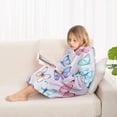 thumbnail image 4 of Light Purple Butterfly Pattern Blanket Hoodies for Kids 6-13YR Oversize Wearable Blanket Hoodies for Boys Girls Teens, 4 of 7