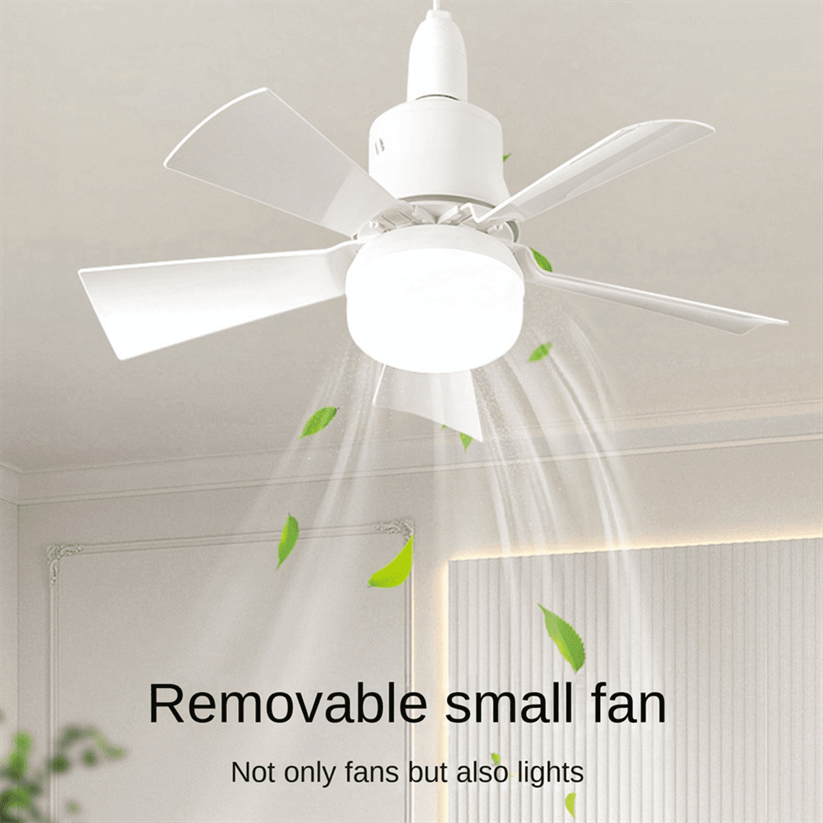 Socket Fan Light Small Ceiling Fan with Light and Remote, Screw in Ceiling Fan Light for E27 Base, for Bedroom Kitchen