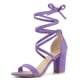 thumbnail image 1 of Women's Open Toe Lace Up Chunky High Heels Sandals Purple US 9/UK 7/EU 40, 1 of 6