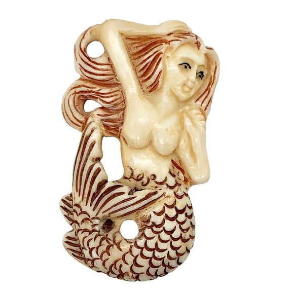 Splash Hand Carved Mermaid Centerpiece Bead | 42x26x5mm |