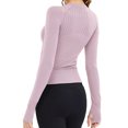 thumbnail image 5 of ClodeEU Women's Long Sleeve Running Tops ,Seamless Yoga Wear, Sportswear Breathable Workout Clothes Pink,Womens Plus L, 5 of 7