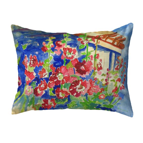 Betsy Drake Interiors Hollyhocks No Cord Pillow 16x20