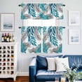 thumbnail image 3 of Blue Willow Leaf Kitchen Curtains and Valances Set, Abstract Art Leaves Botanical Lines Farmhouse Rod Pocket Window Valance Window Curtain Panels for Living Room Bedroom Laundry, 27.5x24in, 3 Pieces, 3 of 9
