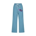 thumbnail image 3 of VEKDONE Womens Cotton Linen Capris Pants Print Capri Pant Blue M, 3 of 3