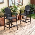thumbnail image 2 of GZXS Outdoor Bar Stools Set of 2, Acacia Wood Patio Bar Chairs with Slat Back for Backyard, Porch, Garden or Poolside, Dark Gray, 2 of 10